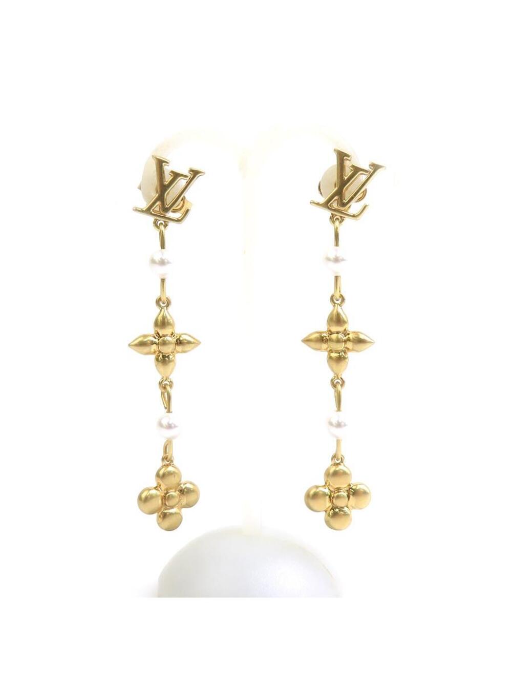 Auth Louis Vuitton Pierce Earrings Gold #376983L38B